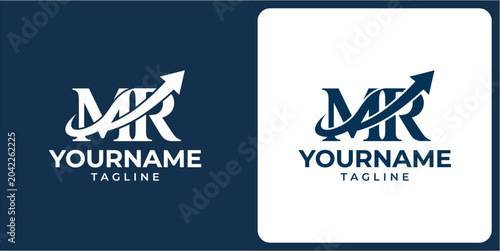 MR logo design with arrow.