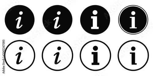 Information info sign, info symbol flat style, information icon set for UI design, help support notification and guidance vector illustration.
