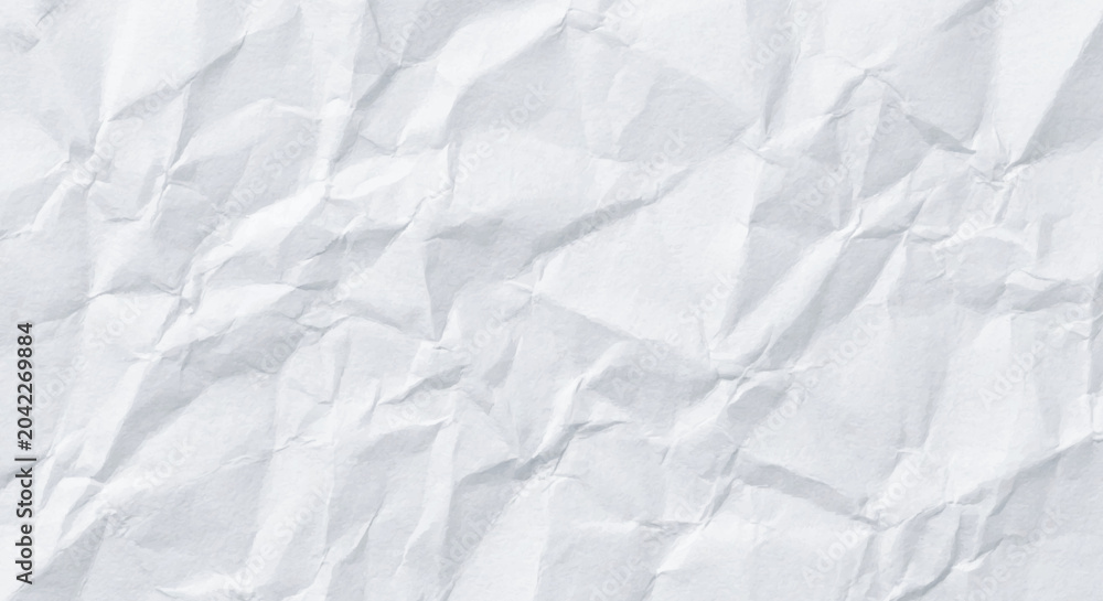 Fototapeta premium Crumpled paper texture white background wrinkled textured
