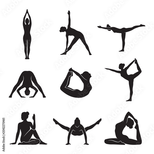 Yoga Exercise and Fitness Workout Vector Set for Modern Wellness and Training Design