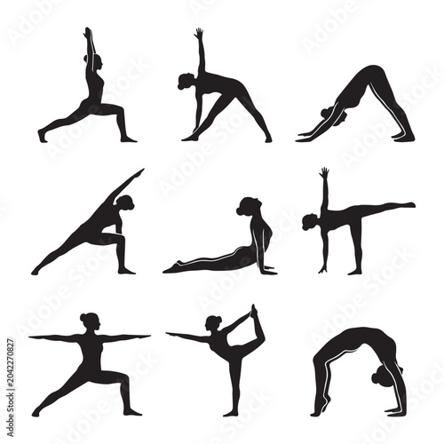 Healthy Lifestyle Yoga and Fitness Vector Collection for Gym and Exercise Concept