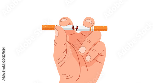 Konstfotografi Hand breaking a cigarette in half for quitting smoking.