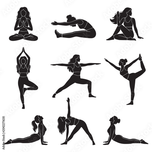 Modern Yoga and Fitness Exercise Vector Collection for Wellness and Training Design