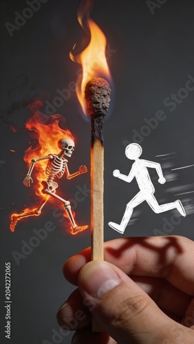 burning match on fire