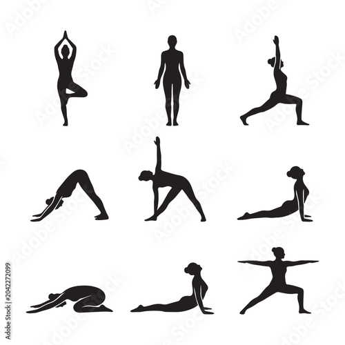 Yoga and Fitness Vector Set for Gym Exercise, Healthy Lifestyle Illustration