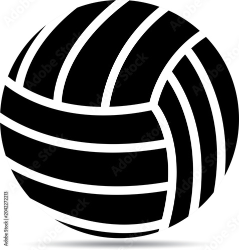 Black and white volleyball ball icon isolated on transparent background