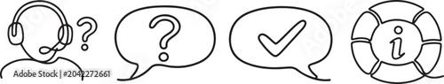 Photos QA chat bubble icon collection for support center customer assistance and proble