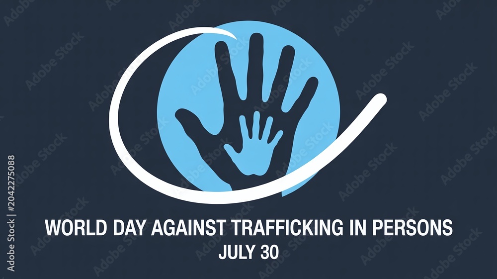 Fototapeta premium World Day Against Trafficking in Persons global awareness banner with helpful hands logo