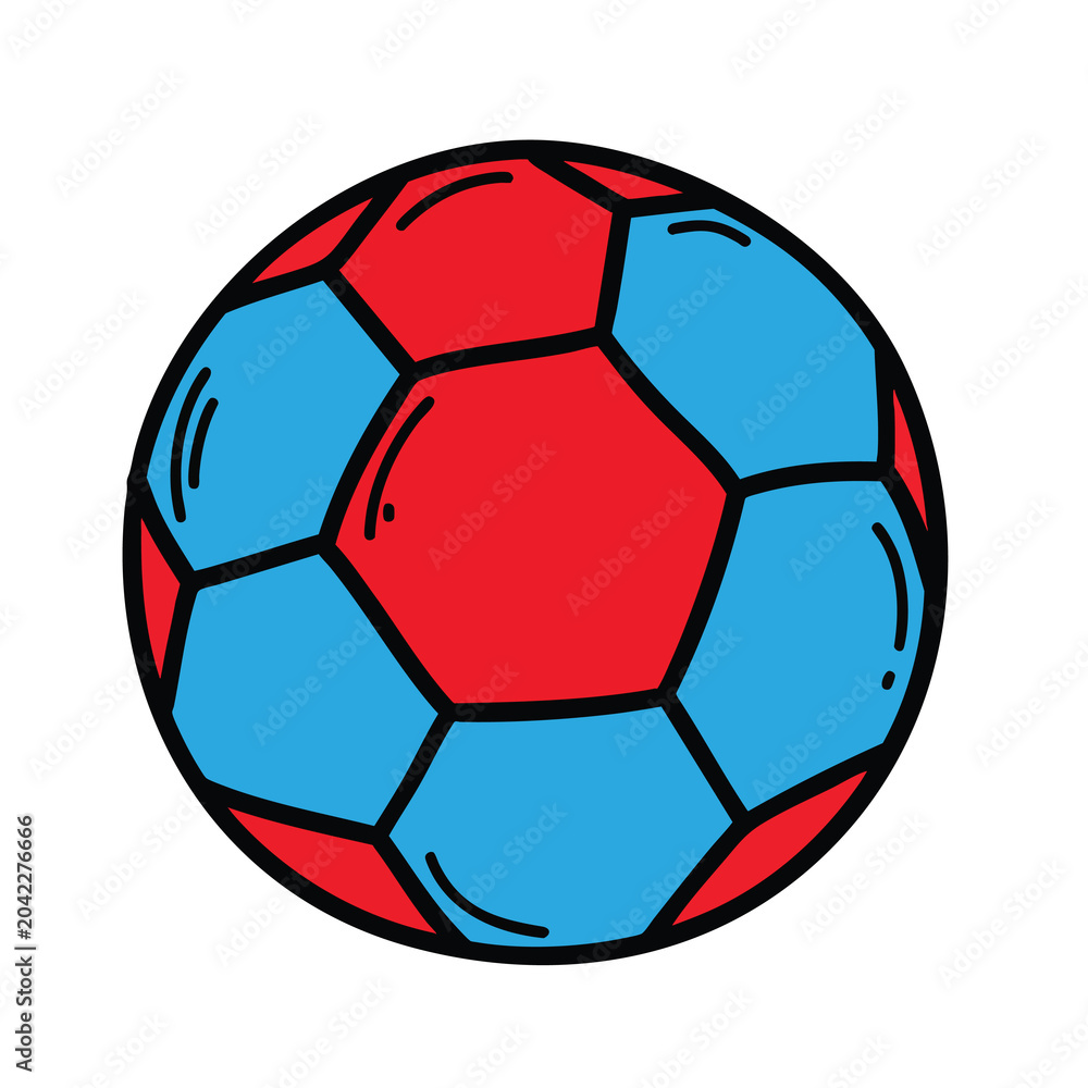 Fototapeta premium Colorful doodle style soccer ball illustration.