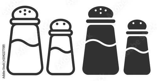 Konstfotografi salt and pepper shakers line art and solid style food condiment containers on tr