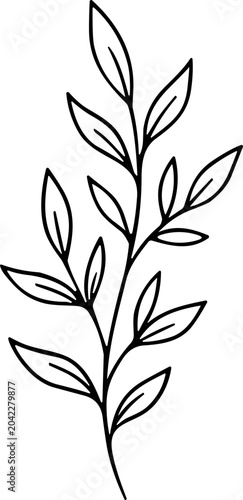Minimalist Botanical Branch Line Art Illustration
