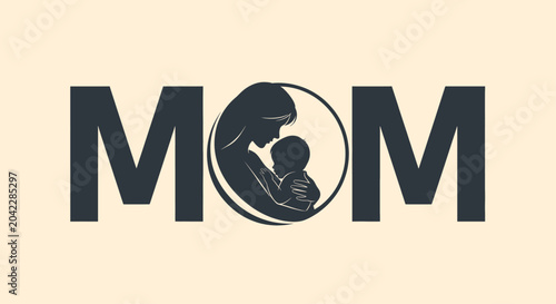Elegant Hand-Drawn Flower Illustration with Heartfelt Happy Mother's Day Greeting on a Serene Cream Background for Celebration Cards and Banners