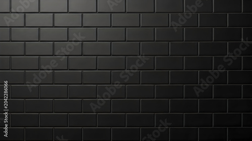 Background texture of dark black subway wall tiles for modern luxury interior design and professional architectural wallpaper backdrop 4k high quality surface stone pattern hd res