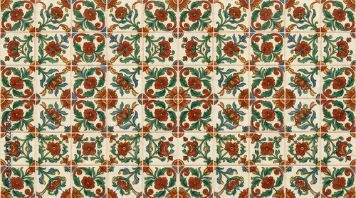 Background texture of vintage floral pattern with red roses on antique wallpaper surface for elegant interior design and professional aesthetic backdrop high resolution 4k res hd