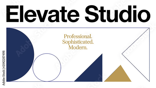 Tableau sur toile Elevate Studio logo with modern geometric shapes and descriptive text Professional