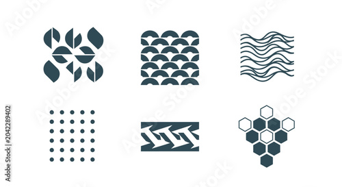 Abstract Geometric Patterns Collection: Shapes, Waves, Hexagons, Dots