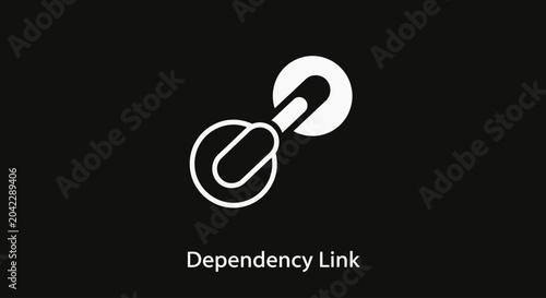 Abstract dependency link icon on black background, concept of connection and integration