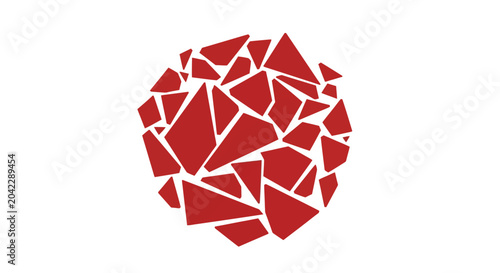 Abstract Red Geometric Shape on White Background