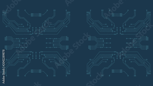 Tableau sur toile circuit board pattern on blue background symmetric electronics technology design