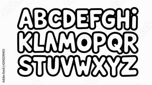 Schilderij op canvas alphabet letters in bold black outline uppercase font typeface text graphic desi