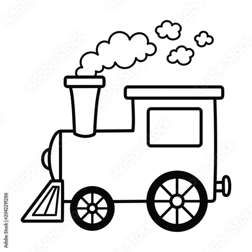 Black and white of a steam train with smoke locomotive