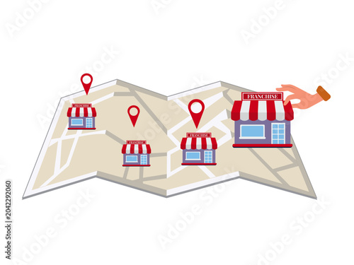 Obraz na plátně concept of franchise expansion illustration branch business commerce commercial