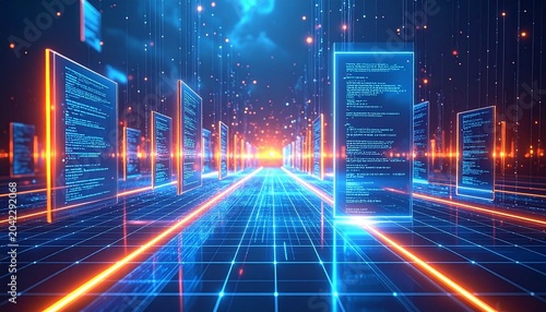 DIGITAL SCREENS – Programming & Cyber Network Symbol