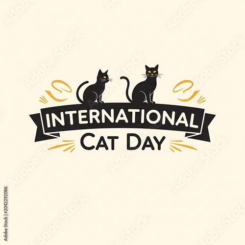 Two black cats sit proudly above 