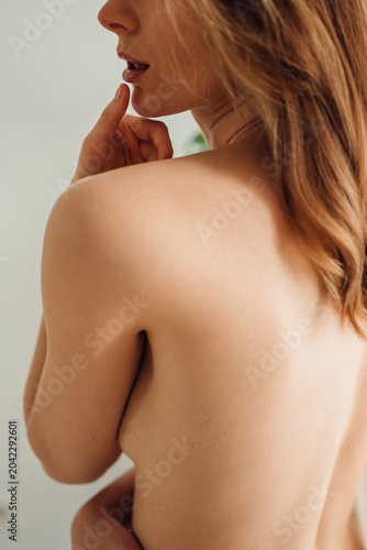 Sensual Portrait of Woman Thinking at Home