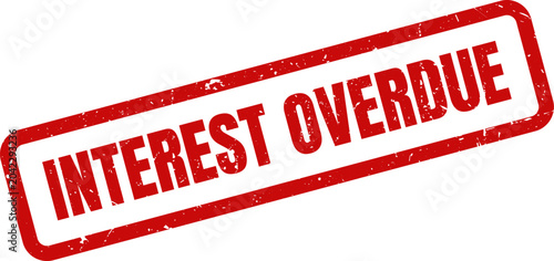 Foto Red Interest Overdue Rubber Stamp on White Background Indicating Late Deadline a