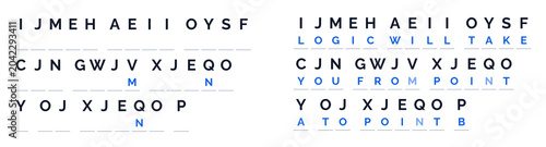 Foto Cryptogram puzzle with logical patterns and text arrangements