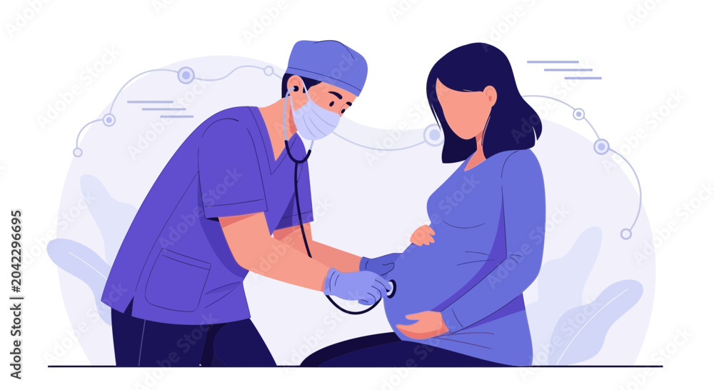 Fototapeta premium Medical Checkup Of A Pregnant Woman Performed By A Doctor In A Clinic
