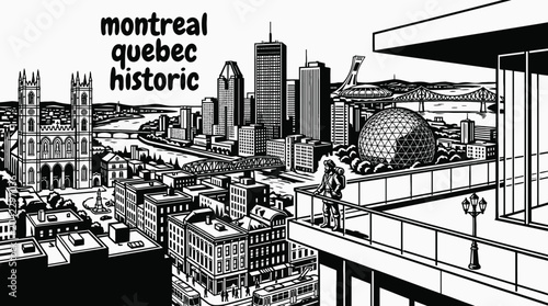 Quadro su tela montreal canada city skyline blending historic architecture modern districts and