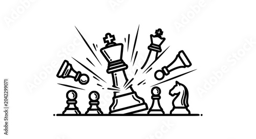 Foto Chess King Shattered Victory Symbolizing Strategy and Defeat