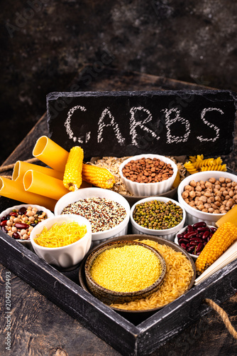 Cuadro en lienzo Different sources of carbs in food