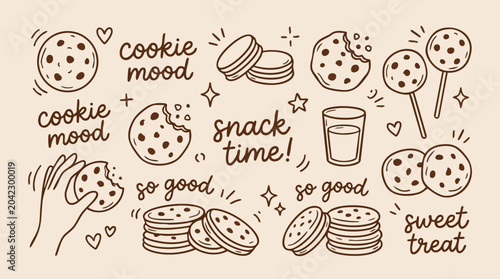 Foto Cookie illustrations in line art style illustration