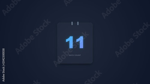 Calendar page showing the eleventh of the month with a cool blue gradient numeral displayed prominently against a deep navy backdrop symbolizing a specific date or event counting down towards a