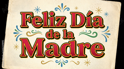 Feliz Dia De La Madre Retro Card With Red Lettering And Floral Holiday Mood