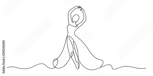 Obraz na płótnie Continuous one line drawing of a graceful ballet dancer
