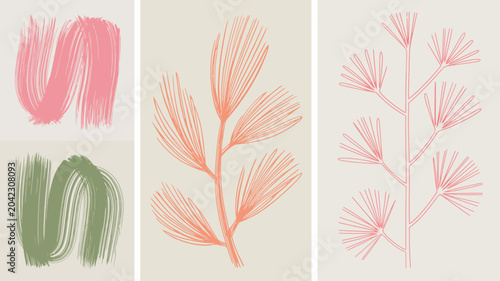 Canvastavla four distinct plant illustrations vector illustration botanical artwork nature f