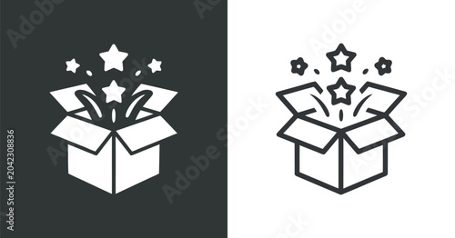 Bild auf Leinwand open box with stars flat icon reveal surprise vector illustration