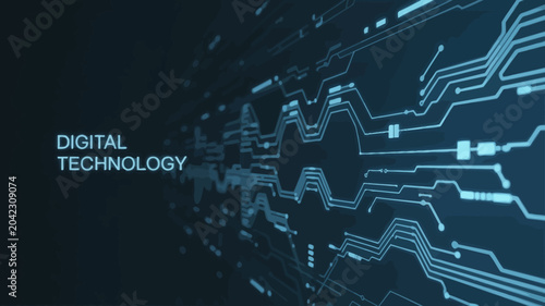 Tableau sur toile digital circuitry on dark blue background technology electronics network data co