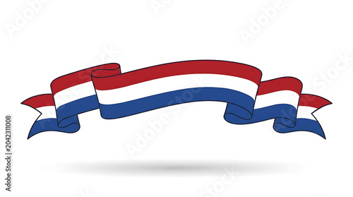 Wavy red white and blue ribbon graphic element with patriotic, decoration
