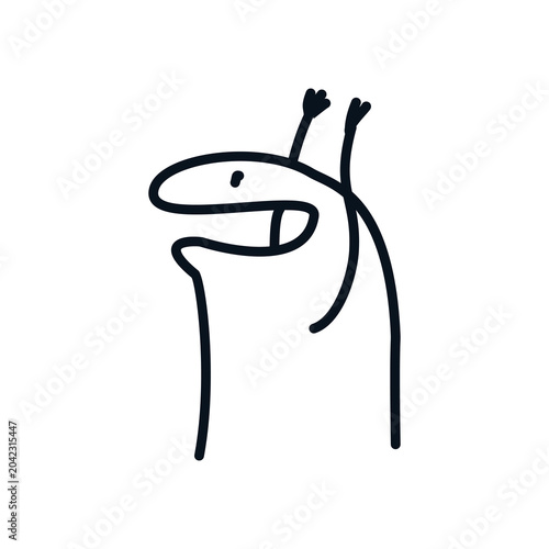 Tableau sur toile Hand drawn doodle of a simplistic character expressing excitement with raised arms
