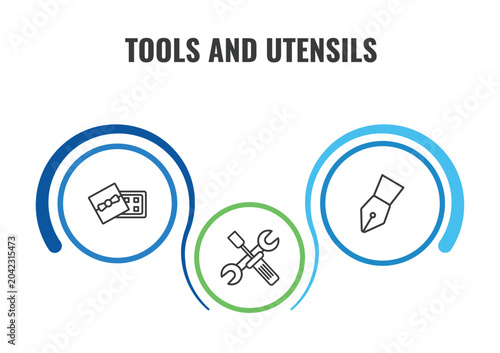 Billede på lærred tools and utensils outline icon set