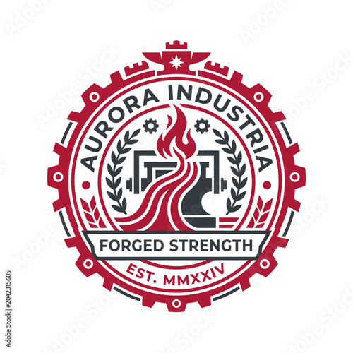 Aurora Industria Forged Strength Logo Emblem.