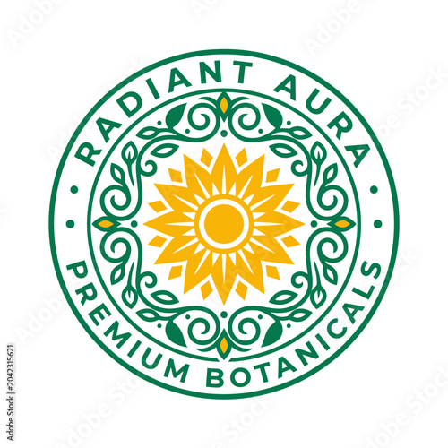 Radiant Aura Premium Botanicals Logo Design.