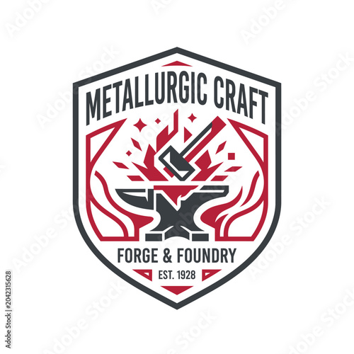 Blacksmith Anvil Forge Logo Design.