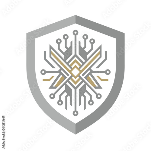 Shield with circuit board design.