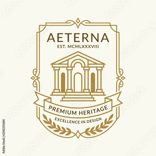 Golden Premium Heritage Emblem Design.